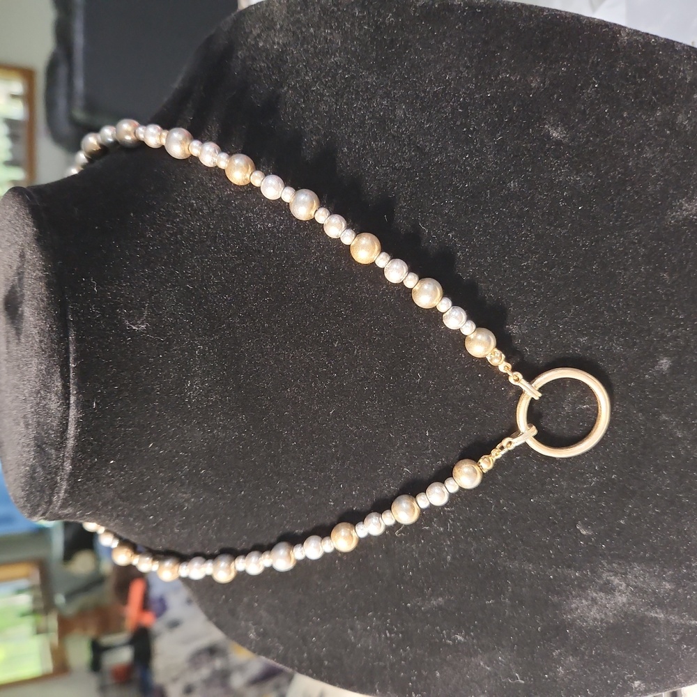 Elegant Gold and Silver Beaded Necklace